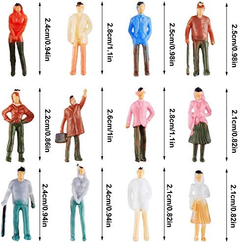 Gejoy 100 Pieces People Figurines 1:75 Scale Model Trains Architectural Plastic People Figures Tiny People Sitting and Standing for Miniature Scenes