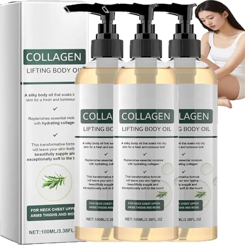 Collagen Lifting Körperöl, Kollagen-Körperöl für Frauen, Zur Hautstraffung und Hydratation, Geeignet für Hals, Brust, Arme, Beine & Bauch, Falten & Dehnungsstreifen. (3pcs)