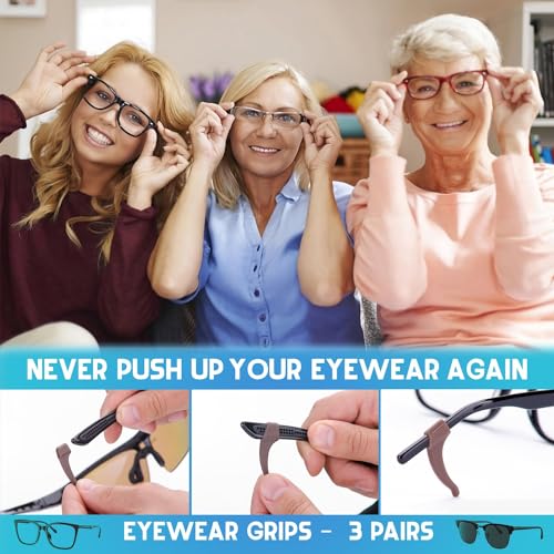 Anchor Glasses Straps - 3 Pack - Sunglasses Retainer Anti-Slip Glasses Grip Ear Hook Eyeglasses Anti-Slip Temple Tip Glasses Holder (Black)