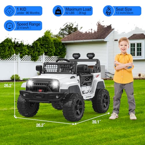 GarveeLife 12V Kids Electric Ride On Truck Car w/Parent Remote Control, Spring Suspension, LED Lights & AUX Port | Outdoor Ride Toy for Boys Girls by GarveeLife - Image 3