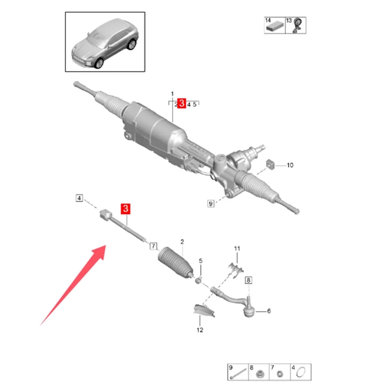 Embout de biellette de direction Lot de 2 rotules direction intérieures pour Audi A6 A7 A8L Q5 Q7 RS6 S6 S7 S8 SQ5 pour Porsche Macan 4G0423810A