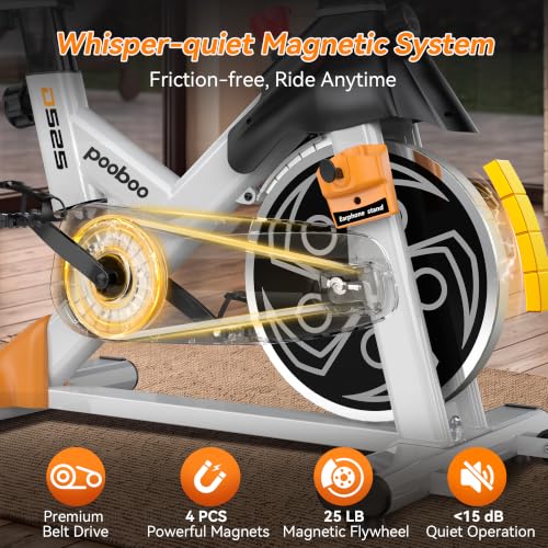 Image of pooboo Magnetic Exercise Bike, Indoor Stationary Bicycle for Home with App