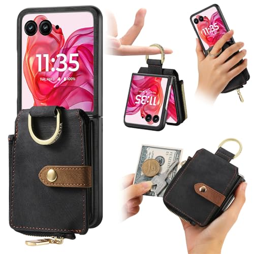 Étui en cuir Motorola Moto Razr 40 Ultra noir aux finitions haut de gamme