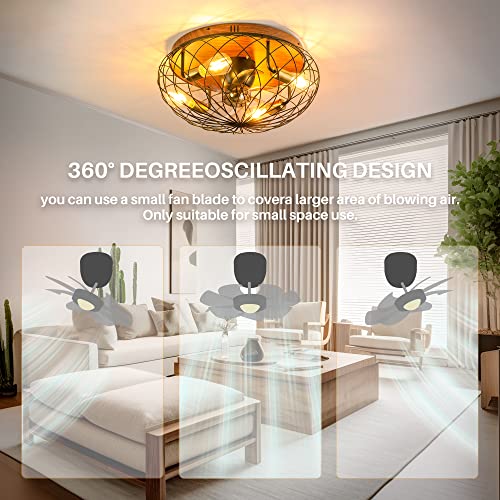 Redstar Modern Low Profile Cage Ceiling Fan With Light - Remote Control, Led Bulbs, Bladeless, 360-Degree Oscillating Design #TOP1