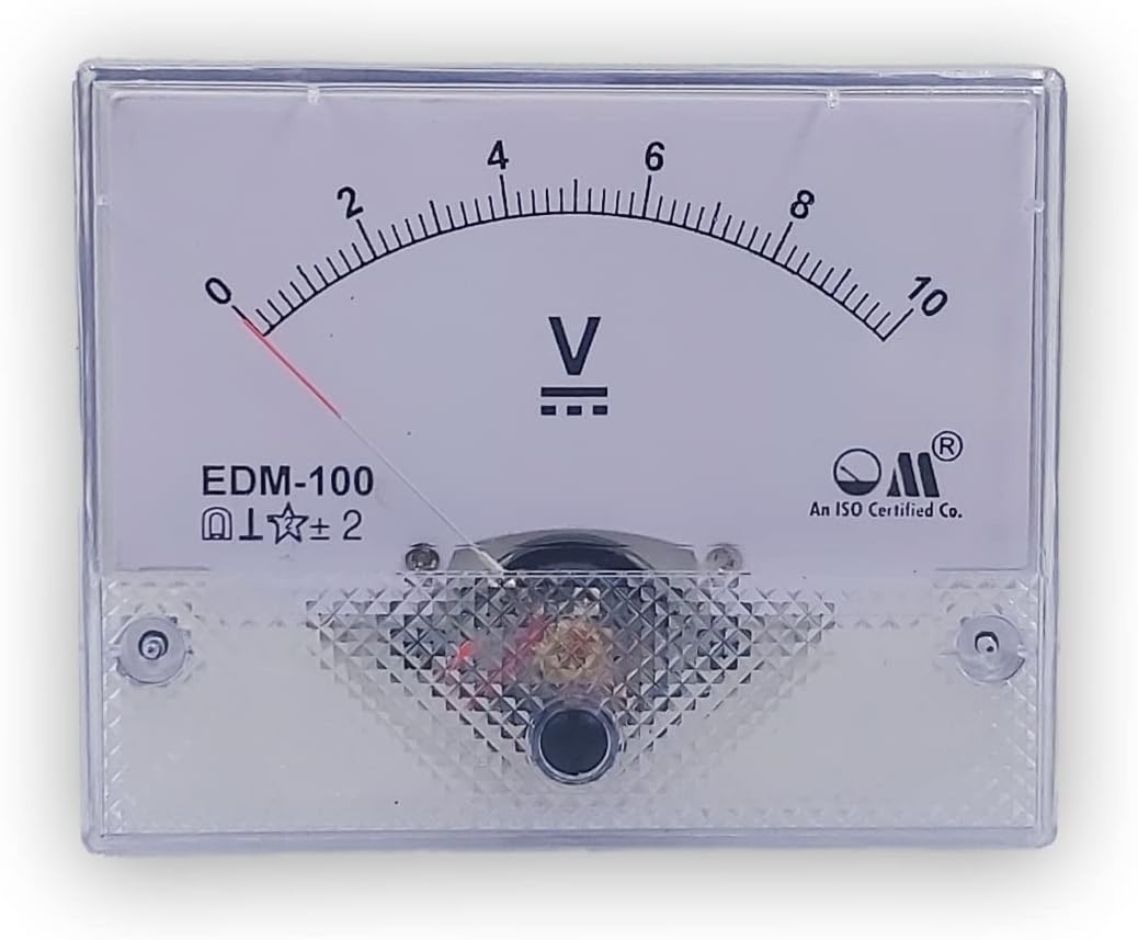 Om Meters EDM-100 Rectangular Moving Coil Analog Panel Meter 0-10V DC Voltmeter (100mm*80mm) Flush type for physics lab experiements