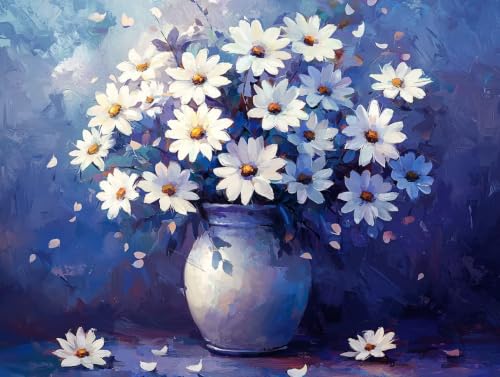 Diamond Painting Adulte Fleur pour Décoration Murale de Salon, Grand Kit Marguerite DIY