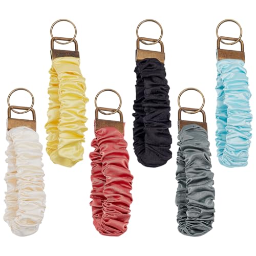 FINGERINSPIRE 6 llaveros coleteros de 12,5 cm de largo, 6 colores con llavero de poliéster duradero, pulsera funcional para mujer, accesorio para correr, ir de compras, pasear al perro