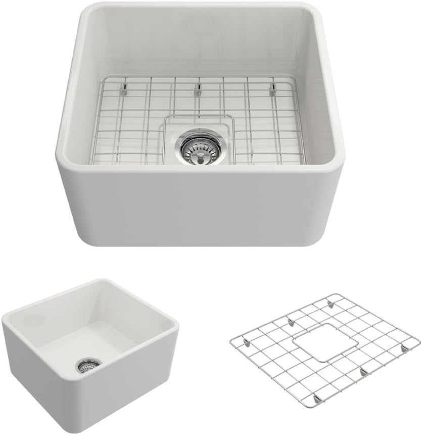 20'' White Fireclay Farmhouse Apron Kitchen Sink