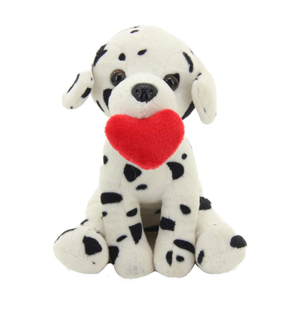 Plushland Cute Pawpals Puppy Dog Plush Stuffed Animal Girlfriend Toy Comes with Red Heart for Girls on Valentine's Day Father's Day Mother's Day 10 inches (Dalmatian)
