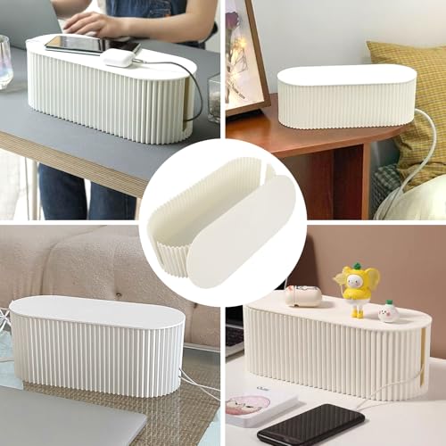 Kabelbox Kabel Organizer Box zum Kabel Verstecken Kabelmanagement Box mit Deckel und 12 Kabelbinder Kabel Aufbewahrungsbox Cable Management Box Steckdosenbox Kabelsammler für Kabel Steckdosenleisten