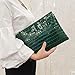 NIGEDU Women Envelope Clutch Purse Bag Fashion Crocodile Embossed PU leather Oversized Ladies Evening Party Clutches (Green)