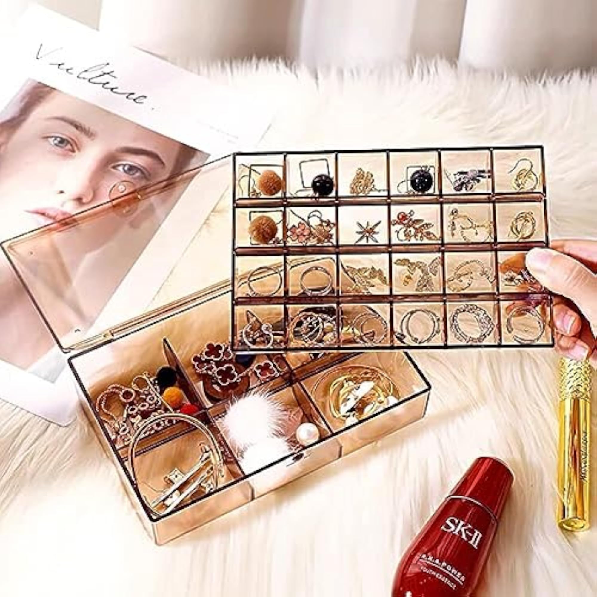 Portable 2 Layer Acrylic Jewelry Storage Box