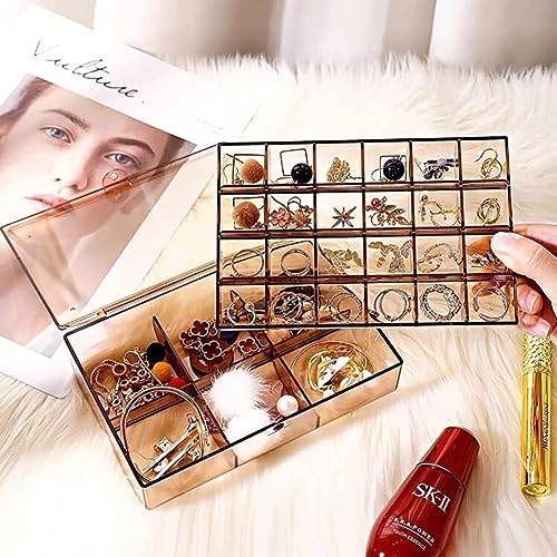 Image of Small Travel Jewellery Organiser Box, PU Leather, Pink, Portable Mini Square Case with Zipper and Dividers for Rings, Earrings, Necklaces, 10x10x5 cm (Multicolor)