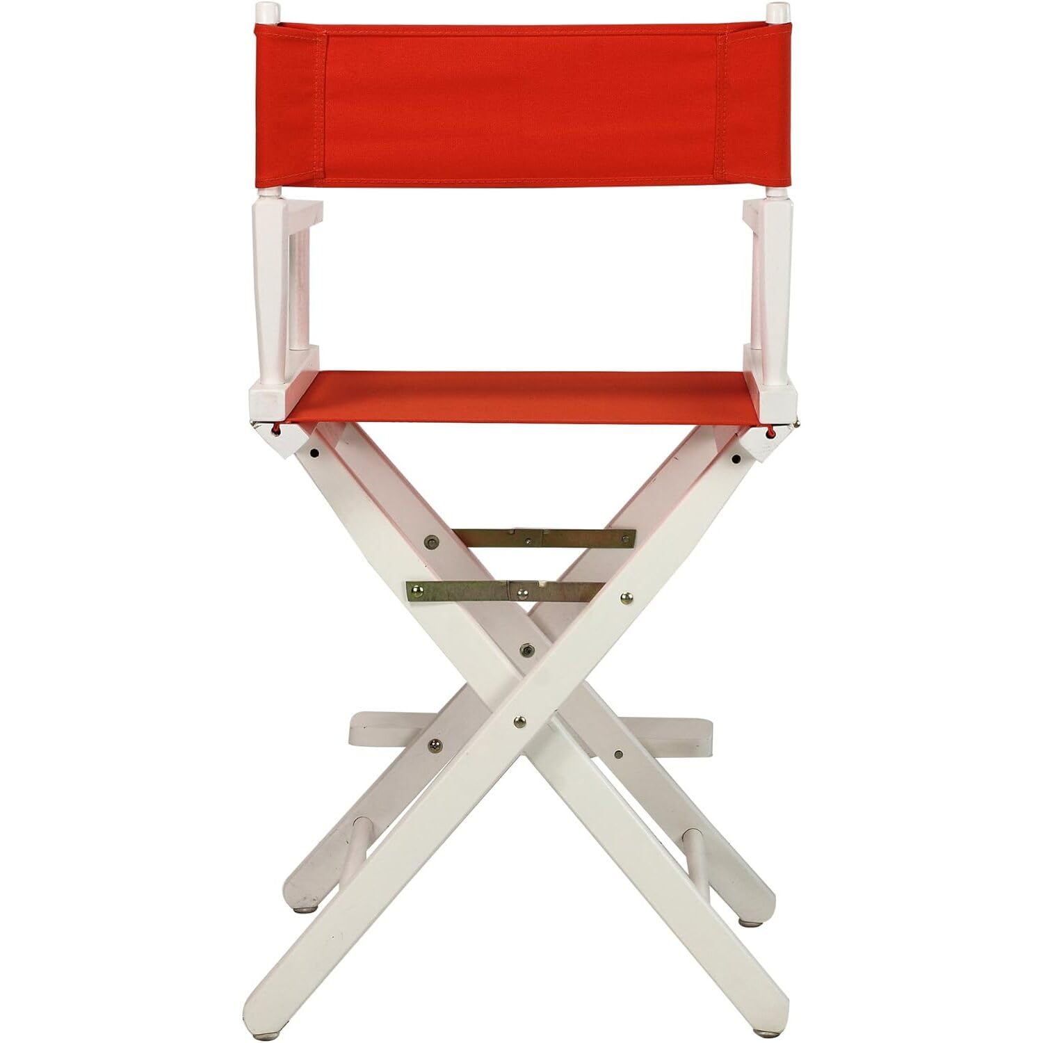 HomeStock Coastal Charm 24-Inch Director s Chair with White Frame and Orange Canvas - Bright and Bold Foldable Solid Wood Chair with Armrests for Indoor and Event Use