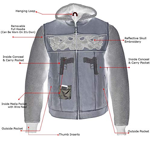 Image of Milwaukee Leather Men's Leather Motorcycle Vest w /Hoodie