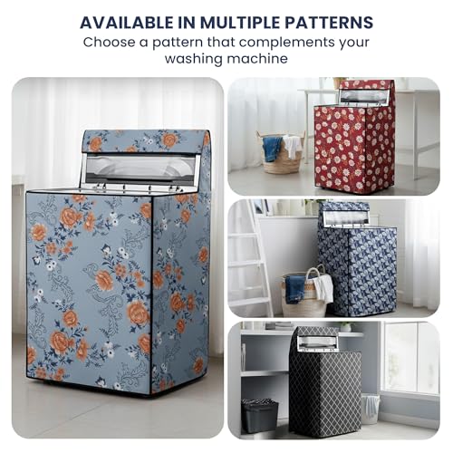 Image of Robustt Top Load Fully Automatic Washing Machine Cover for 8 Kg, 8.5 Kg, 9 Kg, 9.5 (Printed) | Waterproof & Dustproof Polyester Fabric with Zipper | Protection Cover | 63 x 63 x 93 cms