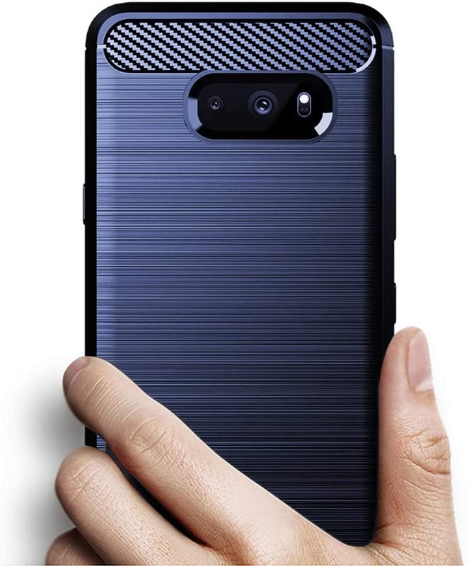 Image of NPRC Hybrid Ultra Slim Protective Case TPU Non-Slip Carbon Fiber Texture Shockproof Case Cover for Lg G8X - Blue