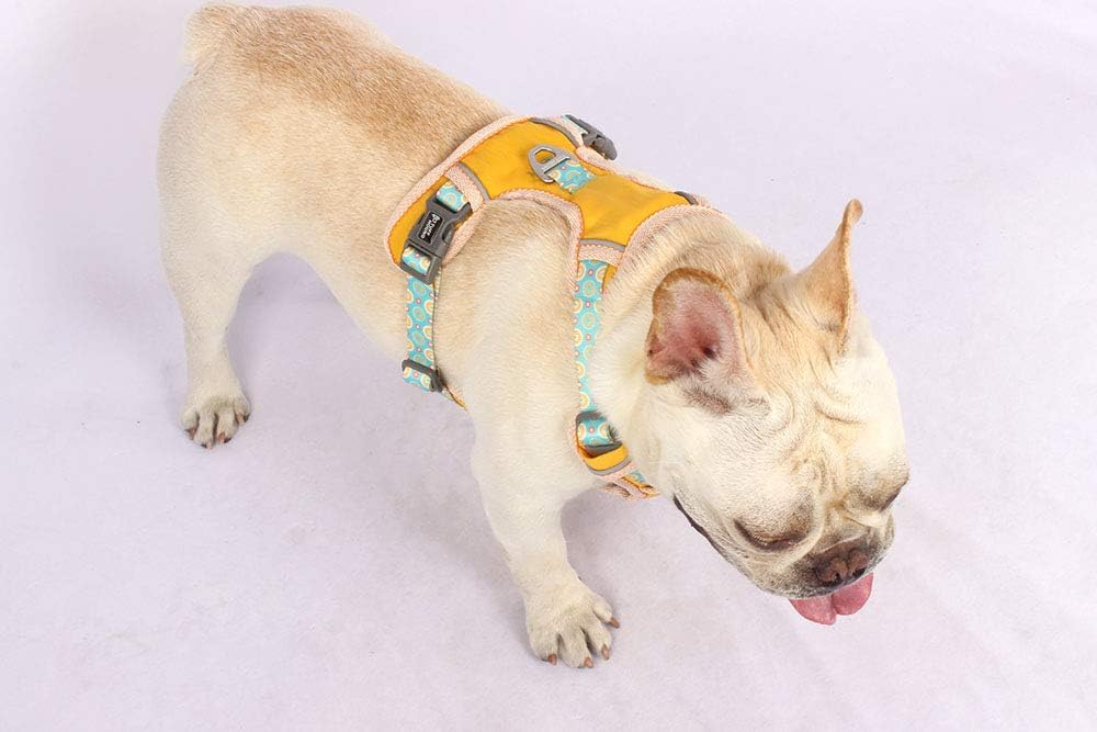 Cute Dog Harness Pet Soft Adjustable Vest Best Reflective Walking Harness Easy Control for Small Medium Large Dogs Yellow S