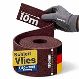 STARCKE® Schleifvlies Holz [10m x 115mm] - Schleifvlies Rolle [180-360] mit Korund - für Lack, Kunststoff, Holz bei Möbelbau, Innenausbau, Oberflächenbearbeitung (180-220)