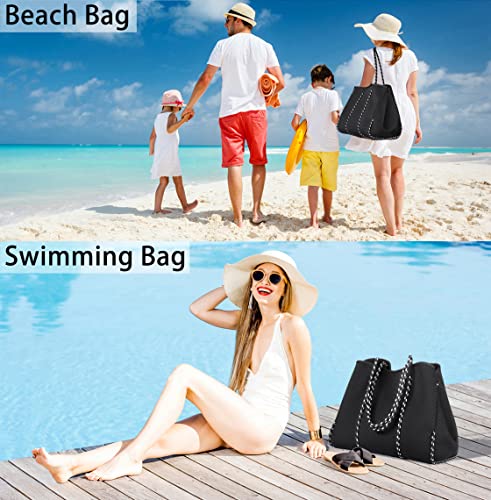 Image of IBFUN Neoprene Tote Bag Large Beach Bag for Women Pool Gym Tote Bag Travel Tote Bag