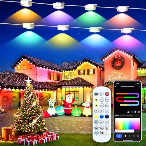 Smart Permanent Outdoor Lights for House, 150ft with 72 RGB+IC Permanent Outdoor Lights, P...