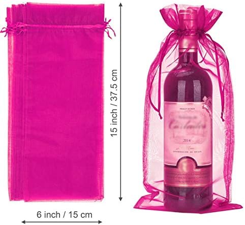 PERFETSELL 30pcs Organza Wine Bags 15 * 6" Wine Bottle Gift Bags Party Wine Bottle Gift Wrapping with Drawstring Reusable Wine Bottle Cover Bags for Wine Champagne Wedding Christmas Party Favors
