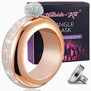 Hillside-Kit Bracelet Bangle Flask Handmade Crystal Lid 304 Stainless Steel Wine Flask Gift