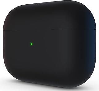 ORNARTO Compatible with AirPods Pro Case, Protective Liquid Silicone Case for AirPods Pro Soft Skin Front LED Visible Silicone Case,Black