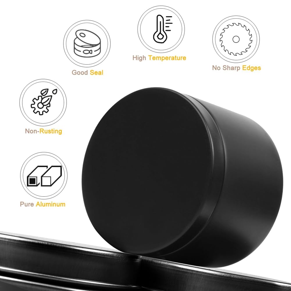 Bloepum 24Pcs Black Candle Tins Kit 4Oz Empty Candle Tin Set with Lids for DIY Candles Making, Matte Full Candle Jars for Candle Making