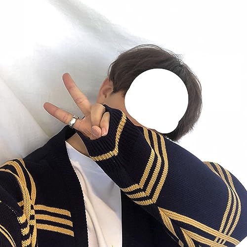 Men's Plaid Knitted Cardigan Male Casual Loose V-Neck Sweater Men Long Sleeve Thick Button Down Cardigan3