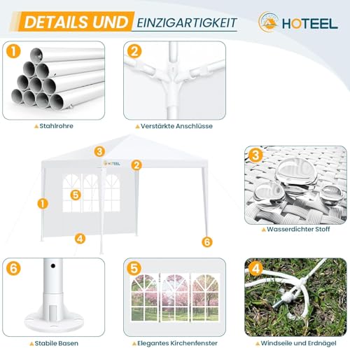Image of HOTEEL 10x10FT Event Canopy Party Tent for 8-12 People with 4 Removable Sidewalls, 2 Zipper Doors, 8 Ropes and 16 Stakes, Carpas para Fiestas for Patio Wedding Backyard, White