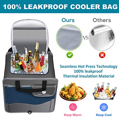 Trunk Organizer With Cooler, Collapsible Trunk Storage Container With Non Slip Bottom Strips, Large Multi-Compartment Waterproof Car Trunk Organizer Groceries For Vehicle Sedan, Suv, Truck,Van(Blue) #TOP1