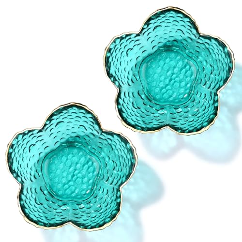 WHJY Glass Jewelry Dish for Women Flower Shaped...