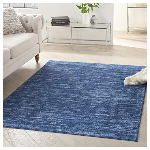 Nourison Home Essentials 4' x 6' Navy Blue Fabric Outdoor Area Rug (4' x 6')