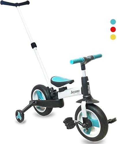Triciclo 5 en 1 para niños, bicicleta de equilibrio, bicicleta de empuje con barra de empuje para niños de 2 a 8 años