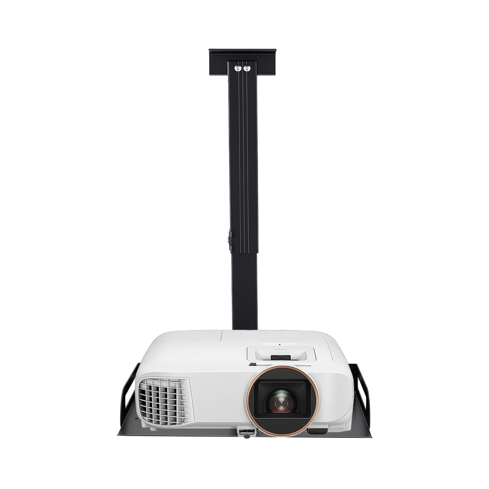Supporto per proiettore, supporto da soffitto, capacità di carico 14 kg, vassoio 35 x 22 cm, altezza regolabile 34 – 56 cm, supporto universale per proiettori, router, nero