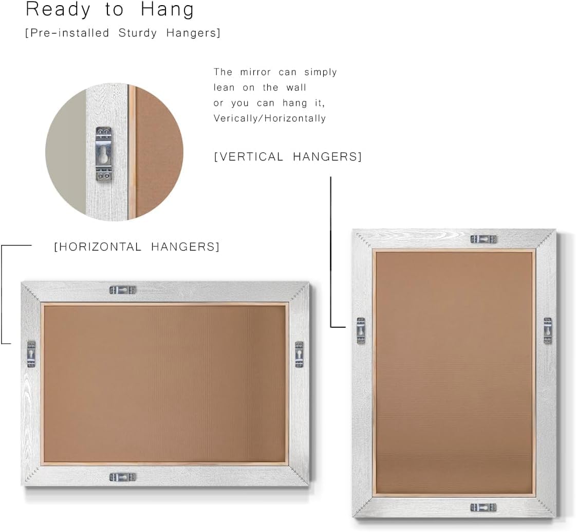 Renditions Gallery Rectangular Shiny Gold Wood Framed Body Mirror Verticle Or Horizontal Farmhouse Wall Mounted Vanity Mirror for Living Room Bedroom Home Decor - 41"x29" LT07