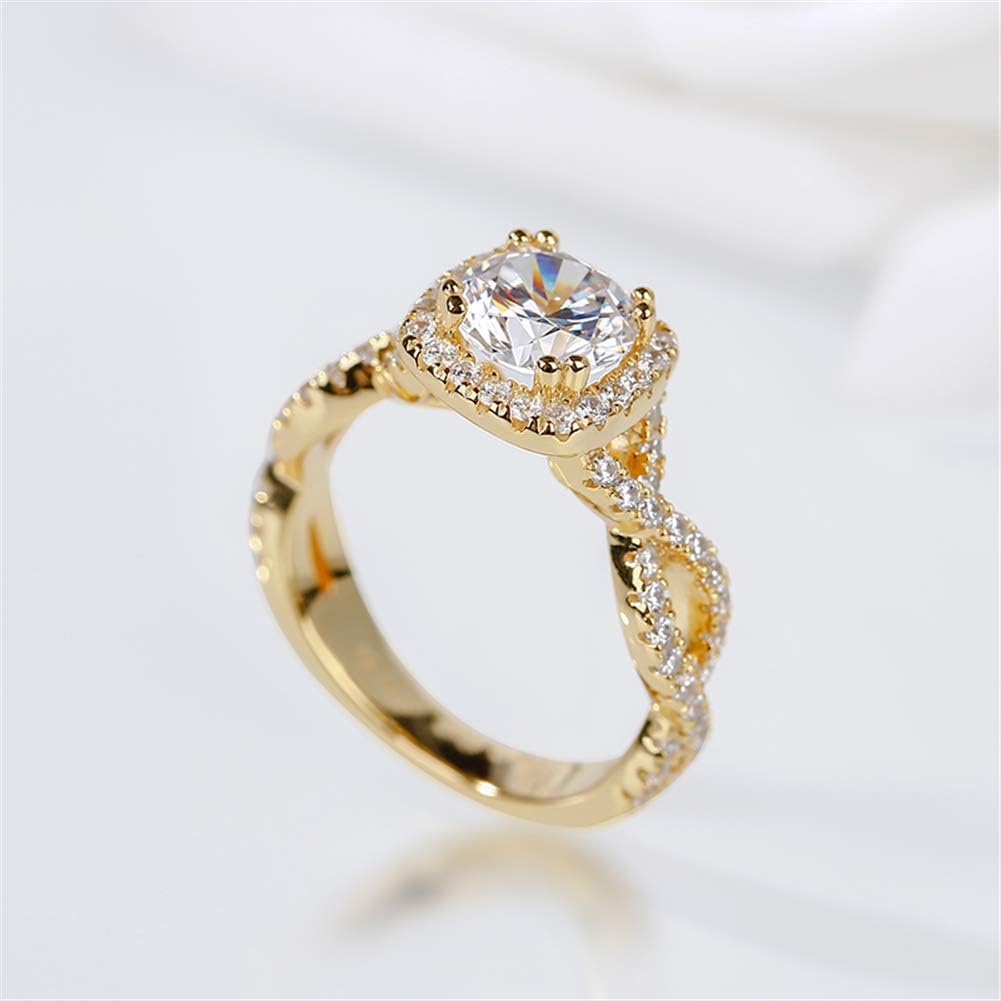 Jeulia Women 3.6 Carat 925 Sterling Silver Twist Ring Round Cut Halo Engagement Rings Solitaire Eternity Band Ring with Cubic Zirconia Stone Anniversary Promise Ring