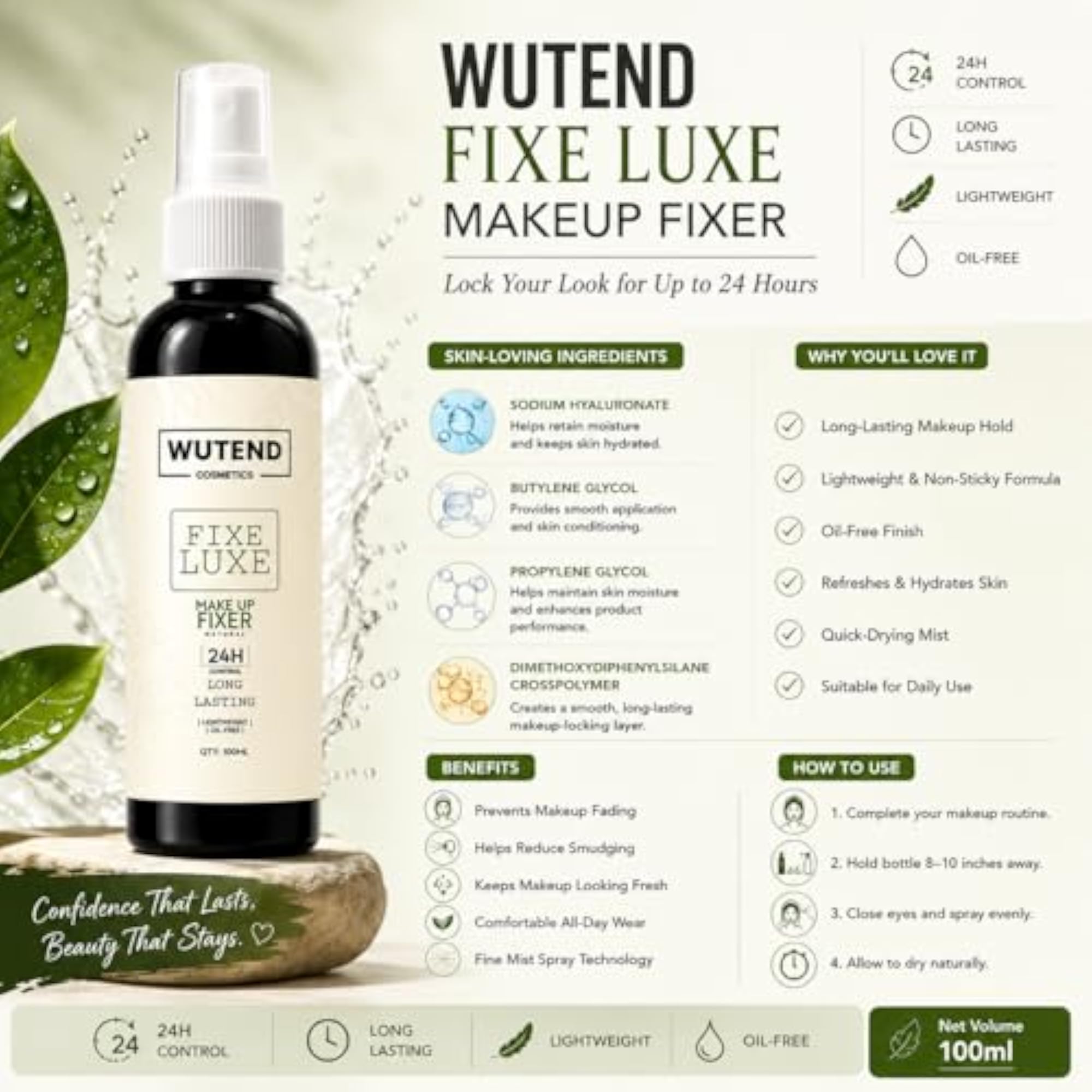 Cosmetics Fixe Luxe Natural Makeup Fixer Spray, Pack of 2