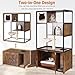 Joyqinchen Cat Litter Box Enclosure, Wooden Cat Tree with Hidden Litter Box Enclosure, Indoor Cat House with Condo, Hammock Scratching Mat and Storage Shelves (Brown, Large)