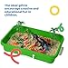 Dinosaur Play Sand Kit - Sensory Bin Sandbox, 2 Bags of Safe Sand and 34 Pieces - Feels Like Wet Sand Without The Mess - Comes with Bin, Lid, Dinosaur Figures, Dino Molds, Trees, Fences