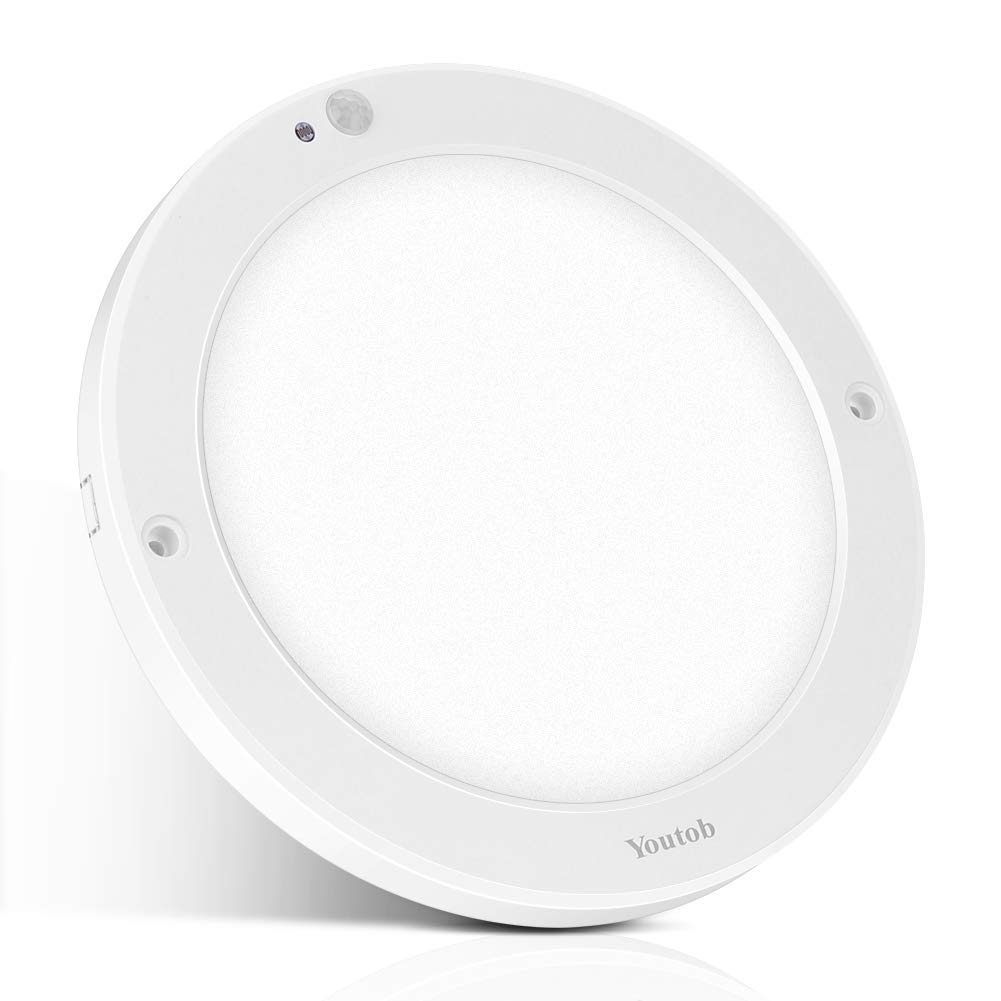 Youtob Motion Sensor Ceiling Light 15W 1200LM ETL Listed LED Flush Mount Round Lighting Fixture for Stairs Porches