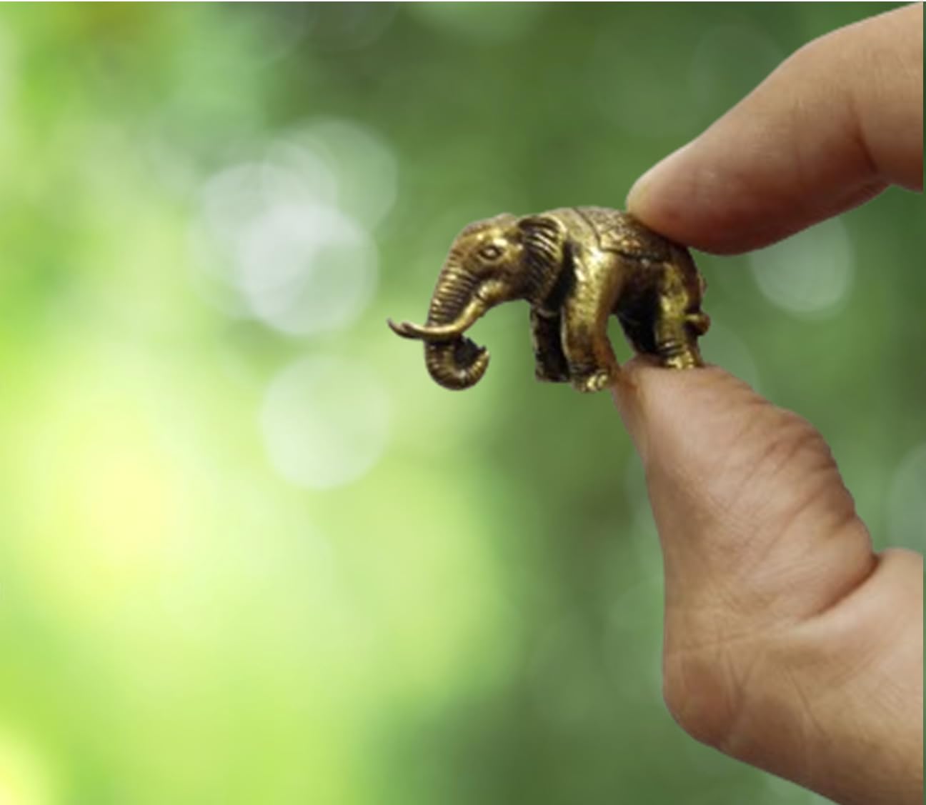 Purpledip Rare Miniature Brass Figurine Elephant: Collectible Showpiece Statue with Fine Workmanship (12699B)