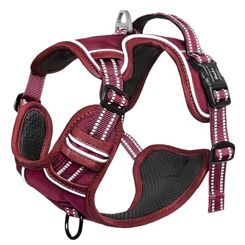 Image of HEELE Dog Harness for Small Dogs No Pull Dog Vest Harness for Small Dog with Soft Padded Handle Reflective for Outdoor Training, Burgundy Red, S