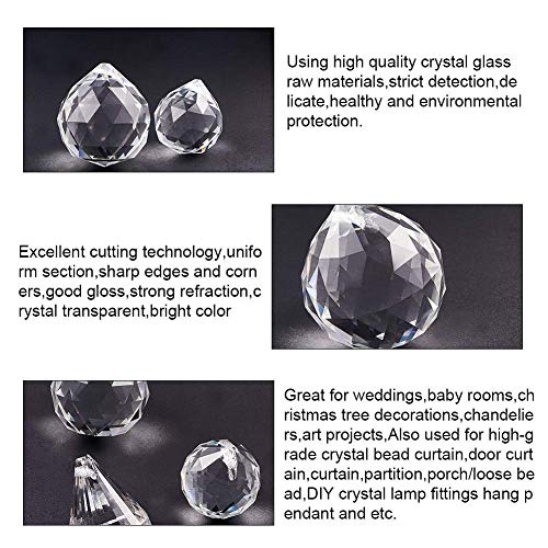 H&D Pack Of 12 Clear Crystal Chandelier Lamp Lighting Drops Pendants Balls Prisms Hanging Glass Prisms Parts Suncatcher Home/House Decor #TOP4