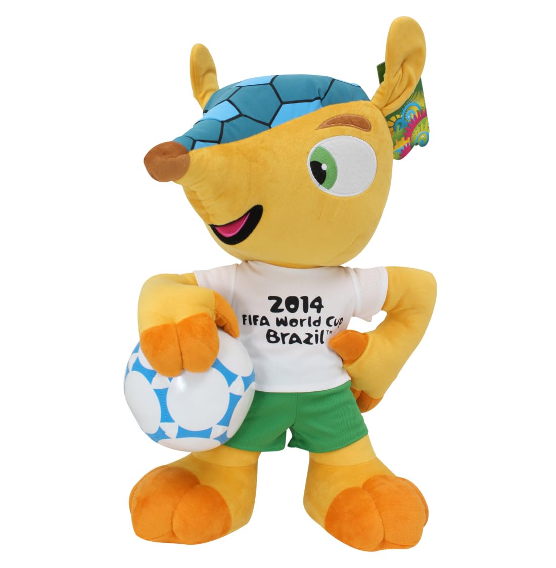 Promo-Dis Fuleco - Balle sous le bras - 52 cm - Mascotte en peluche de la Coupe du monde de football 2014 au Brésil