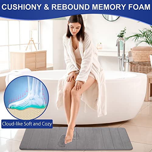 Memory Foam Bath Mat Bathroom Rug Set 3 Piece Extra Soft Non Slip And Absorbent Thick Bath Rug Carpet Runner For Bathroom Floor, Tub, Living Room And Shower (Grey, 24” X 24”+24” X 32”+17” X 48”) #TOP1