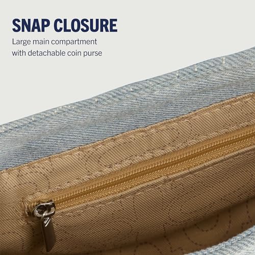 Image of True Religion Women's Crossbody Bag, Quilted Denim Purse Handbag with Adjustable Removable Shoulder Strap