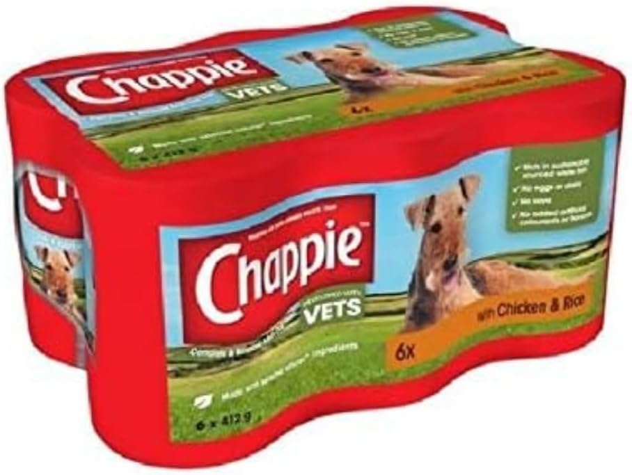 Chappie Adult Wet Dog Food, Chicken and Rice, 6 x 412g