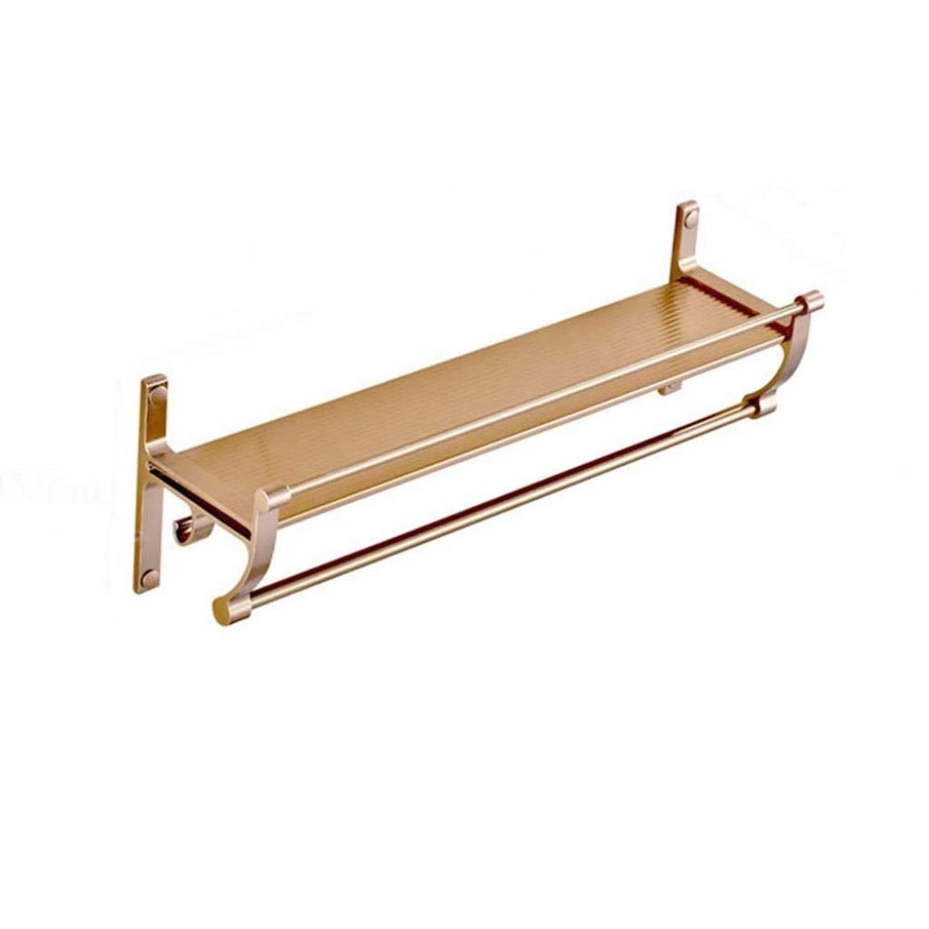 WDSOPK Bathroom Glass Shelf, Single-Layer Bathroom Shelf Wall-Mounted Bathroom Single-Layer Bath Towel Rack,Aluminum Panel-50cm